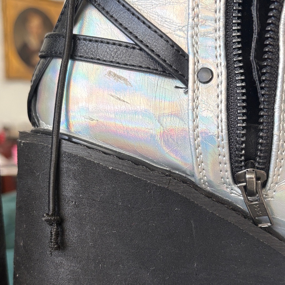 Demonia - Holographic Platform Lace-Up Boots - Sw… - image 6